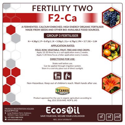 Ecocoil product label of organic calcium fertiliser