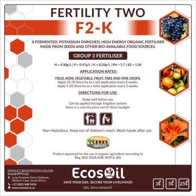 Ecocoil product label of organic potassium fertiliser